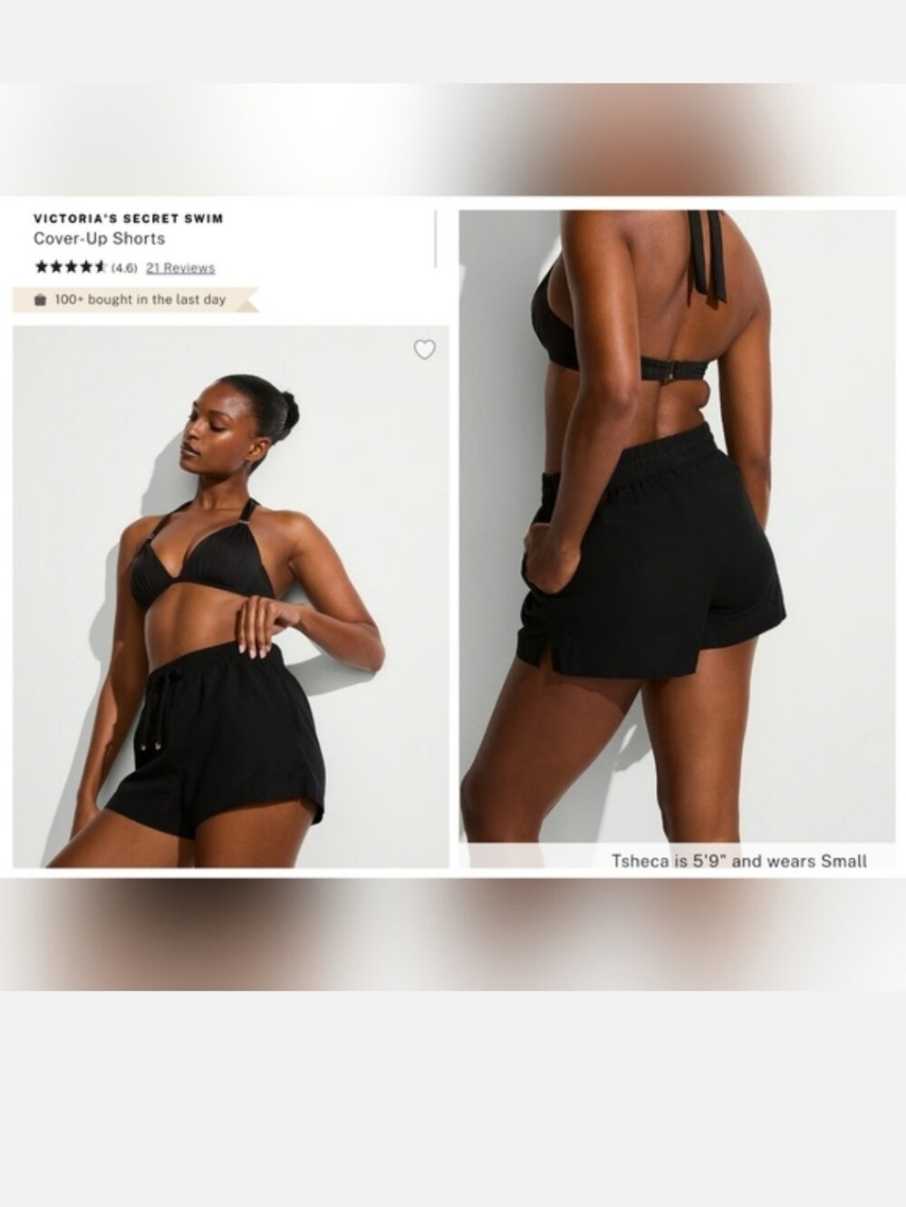 Victoria's secret cotton linen blend swim coverup shorts BLACK SMALL